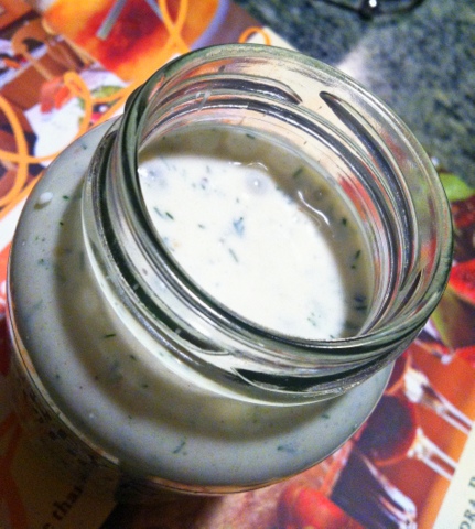 Lightened up Buttermilk Dill Dressing with Gorgonzola and Honey